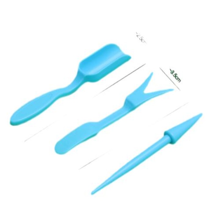 Set de 3 mini instrumente de plantare a suculentelor din plastic (culori multiple)