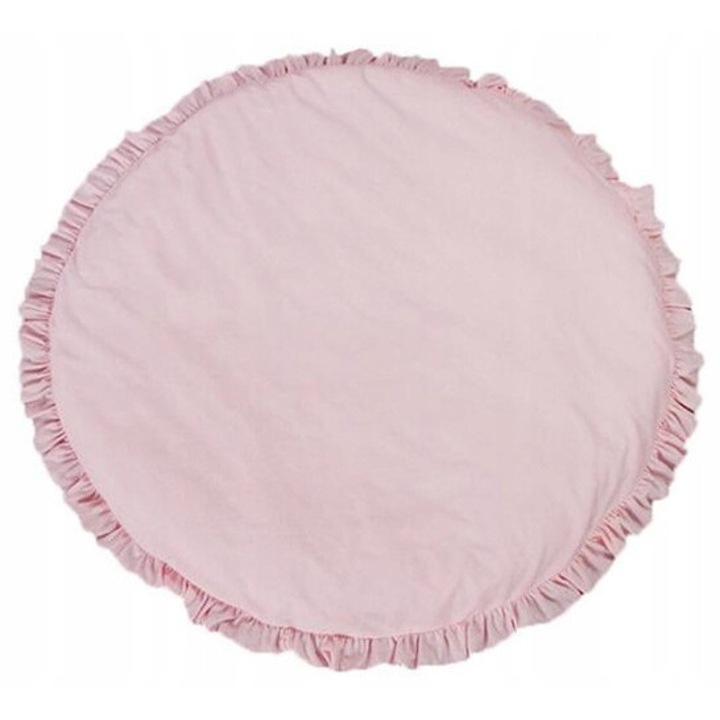 Covor Covoras Pentru Camera Copii, Rotund, Moale, Cu Volane, Roz