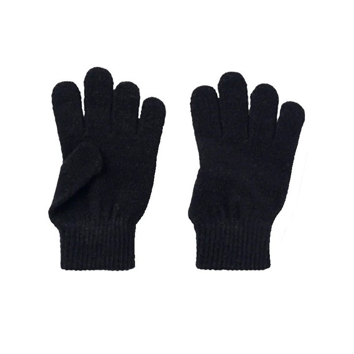 Mănuși copii NAME IT tricotate negre, 95% acrilic, 5% elastan