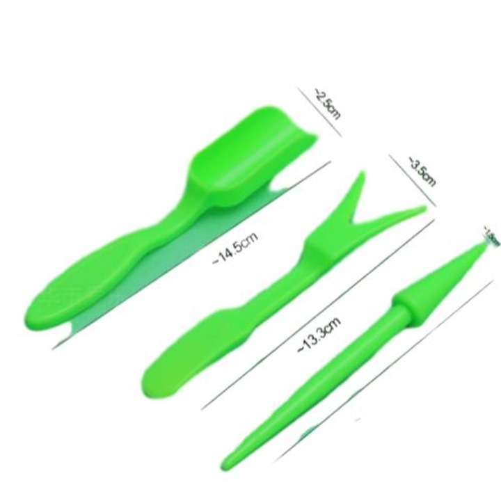 Set de 3 mini instrumente de plantare a suculentelor din plastic (culori multiple)