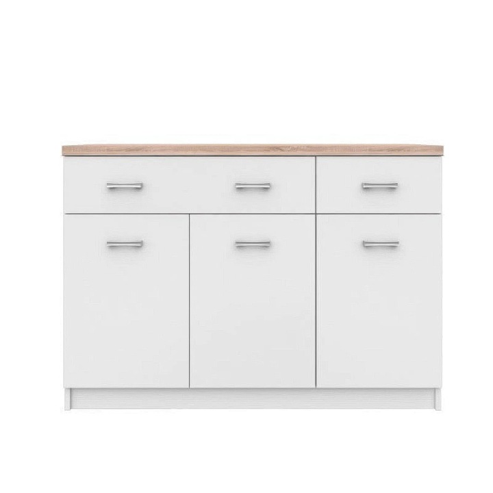 Comoda EXPOMOB TOP MIX, 3 usi, 2 sertare, alb, 120x33x85 cm