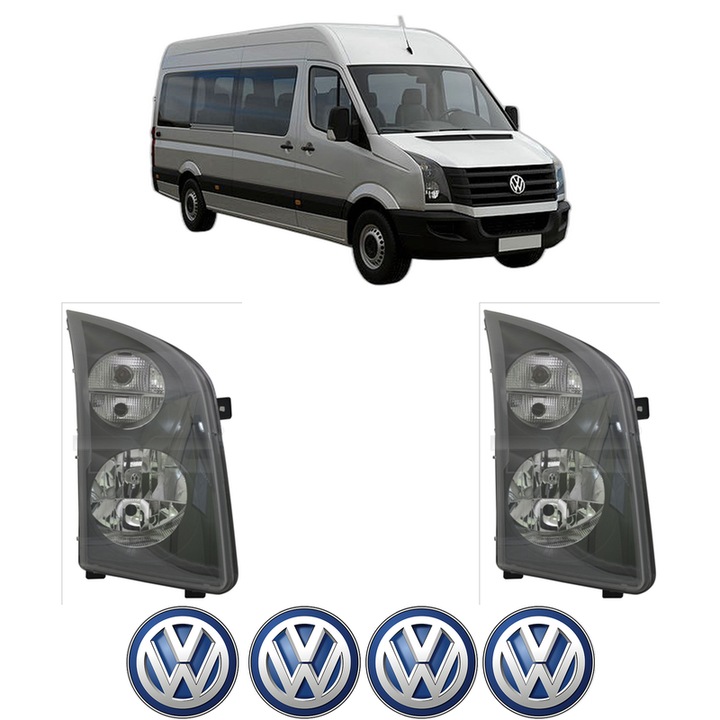 Set Faruri Stanga Dreapta Fata Volkswagen CRAFTER 30-35 Bus (2E_) din 2006-2016, Auto, TYC, 4x Stickere auto cu Volkswagen