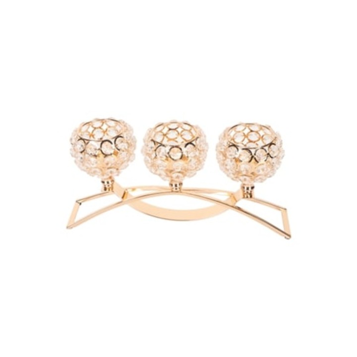 Európai stílusú arany szélálló kristály háromfejű gyertyatartó