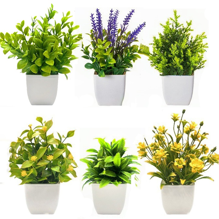 Set 6 flori artificiale, DUAIU, rezistente la UV, multicolor, pentru decorare interioară