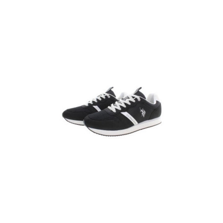 Pantofi sport U.S. Polo pentru barbati, negri, model NOBIL009M3TH1, design sport cu sireturi si logo, Negru