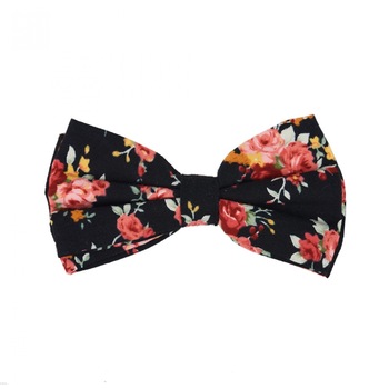 Papion casual, Onore, bumbac si microfibra, negru, imprimeu floral multicolor Papion casual, Onore, bumbac si microfibra, negru, imprimeu floral multicolor