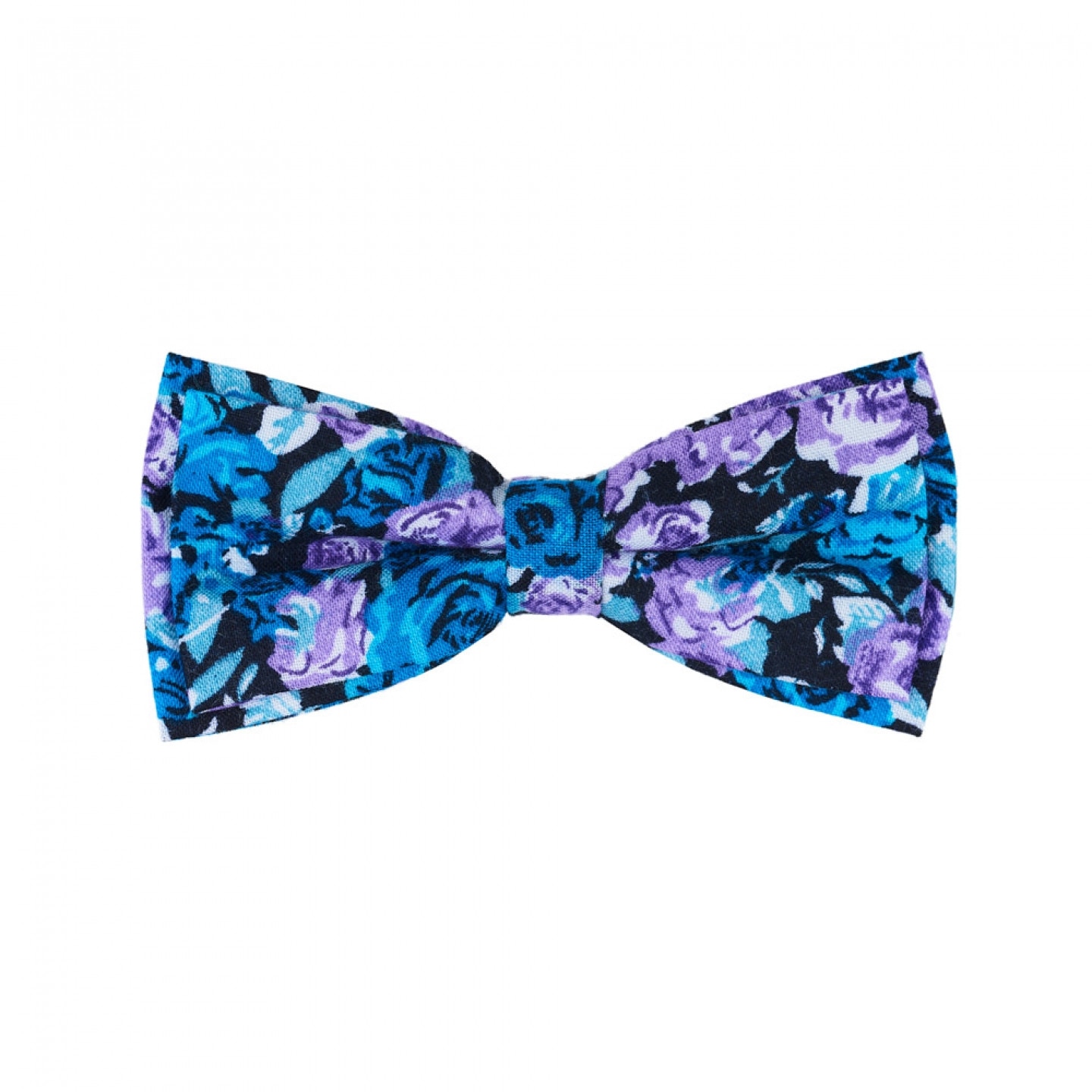 Papion dublu, negru, Onore, imprimeu floral multicolor