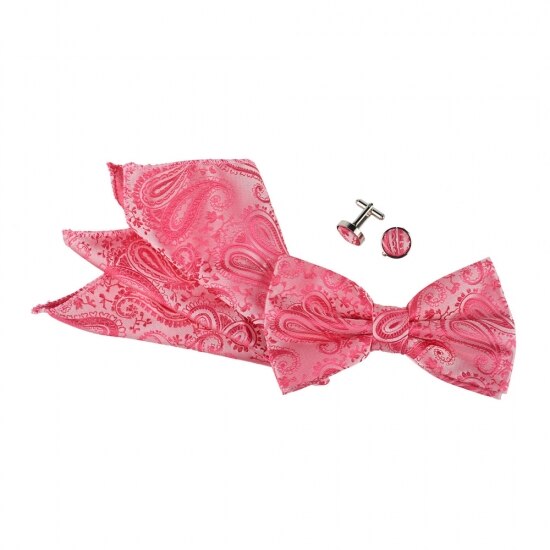 Set papion batista butoni roz, Onore, imprimeu paisley