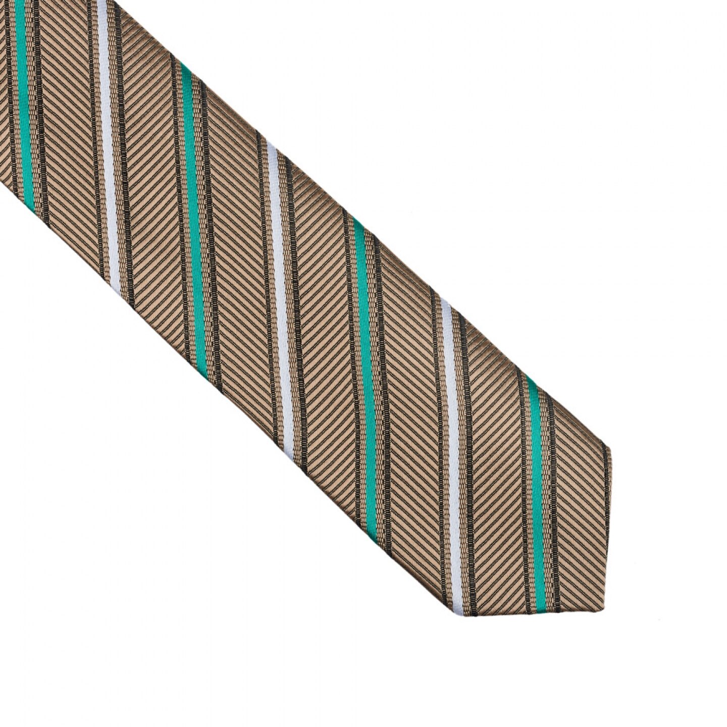 Cravata slim, Onore, microfibra, aurie, imprimeu liniar