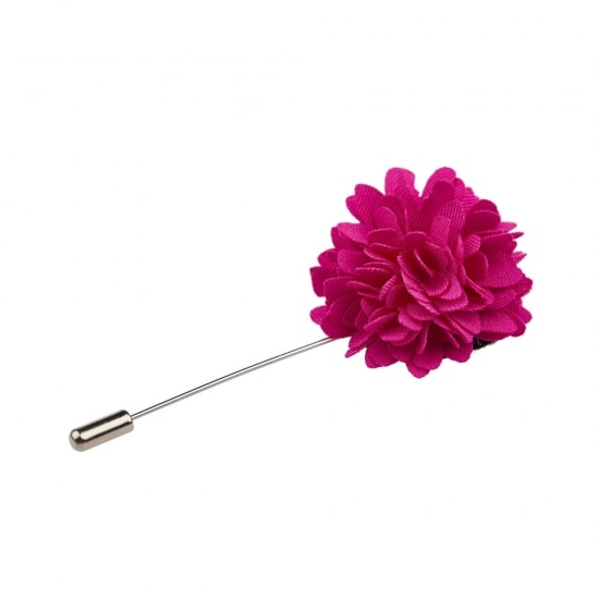 Pin rever sacou, Onore, microfibra si aliaj metalic, roz, 8.5 x 3.5 cm