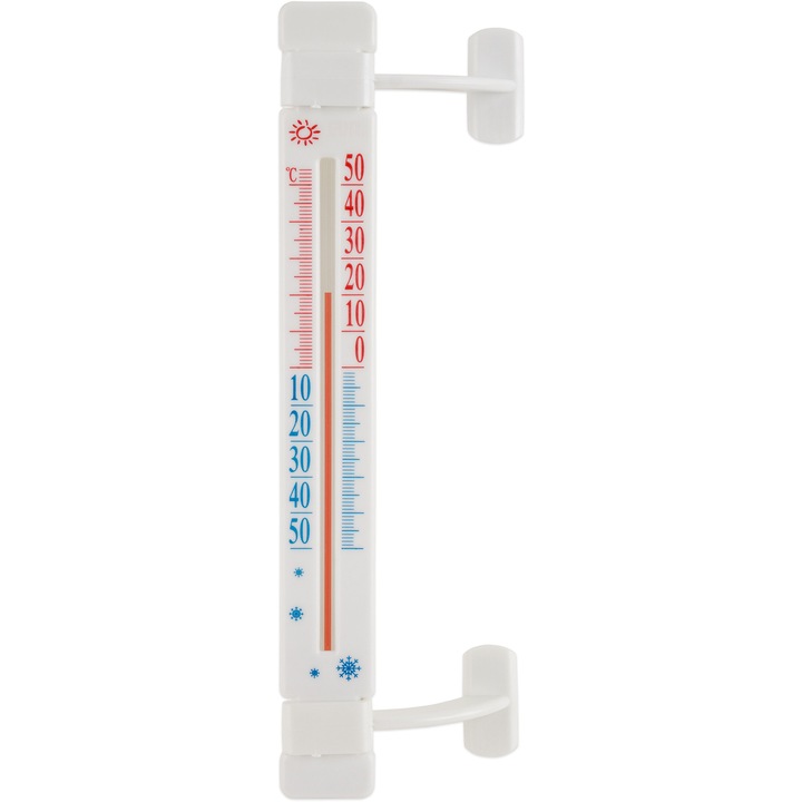 Termometru cu suport de prindere TH03, lungime 21 cm, intervale masurare -50°C +50°C, alb