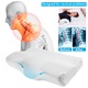 Perna ortopedica, Bedee®, spuma cu memorie, Suport pentru gat, Fluture, ergonomic, revenire lenta, Confortabil, respirabil, Husa lavabila, 50x30cm, Ideala pentru dormitul lateral, spate sau stomac, Alb