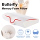 Perna ortopedica, Bedee®, spuma cu memorie, Suport pentru gat, Fluture, ergonomic, revenire lenta, Confortabil, respirabil, Husa lavabila, 50x30cm, Ideala pentru dormitul lateral, spate sau stomac, Alb