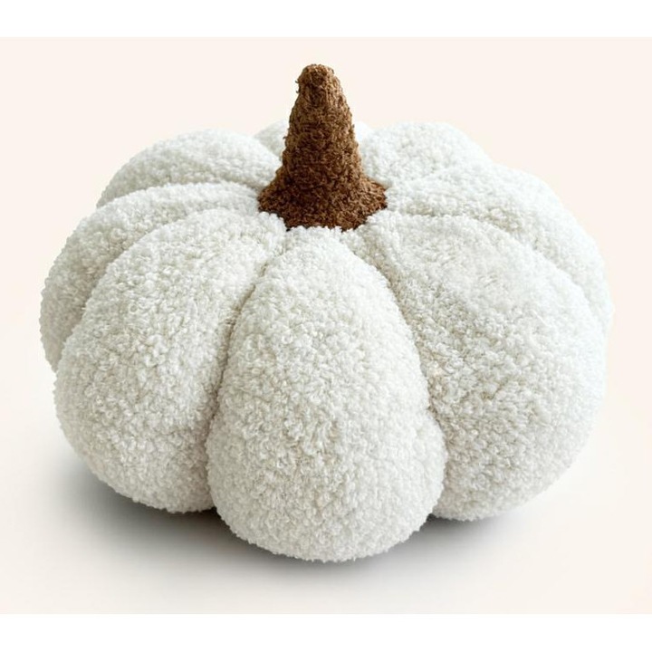 Perna decorativa Pumpkin, Spod Igly i Nitki, alb, 25x25 cm, material boucle