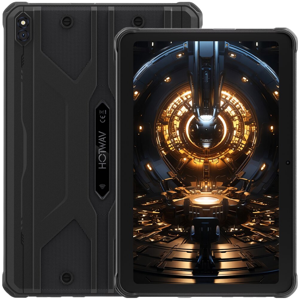 Tableta rugged Hotwav R8, 4G, Dual SIM, Procesor Octa-Core, Ecran IPS 10.1-inch, 12GB RAM, 128GB, Camera 13MP + 5MP Fata, Wi-Fi, Bluetooth, GPS, 10800mAh, IP68 / IP69K, Android 14, Black
