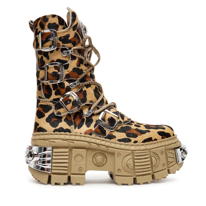 Ghete dama piele naturala New Rock Leopard 40 EU