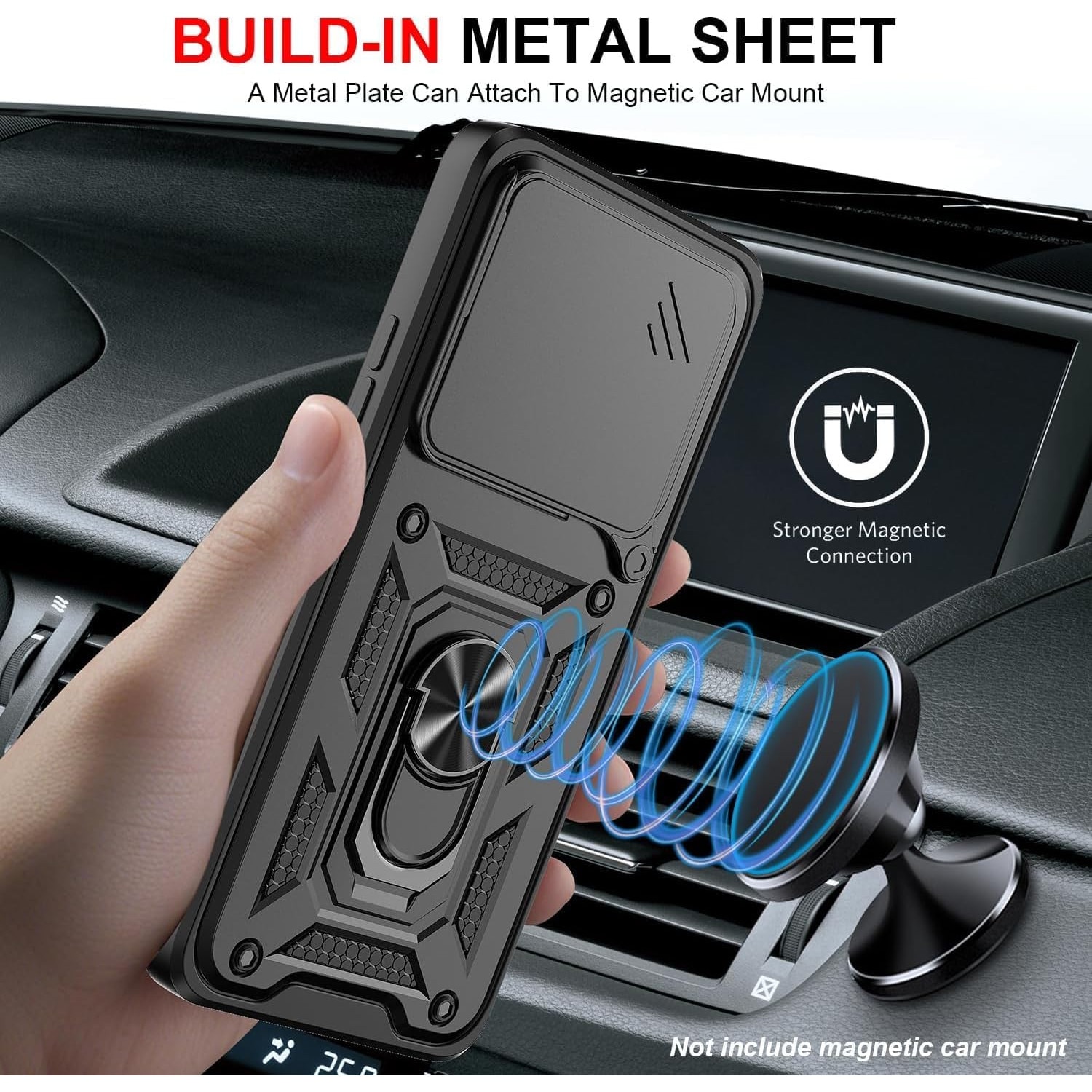 Husa pentru Xiaomi 15T Pro Ring Armor Kickstand Tough Rugged Cover cu protectie camera, negru