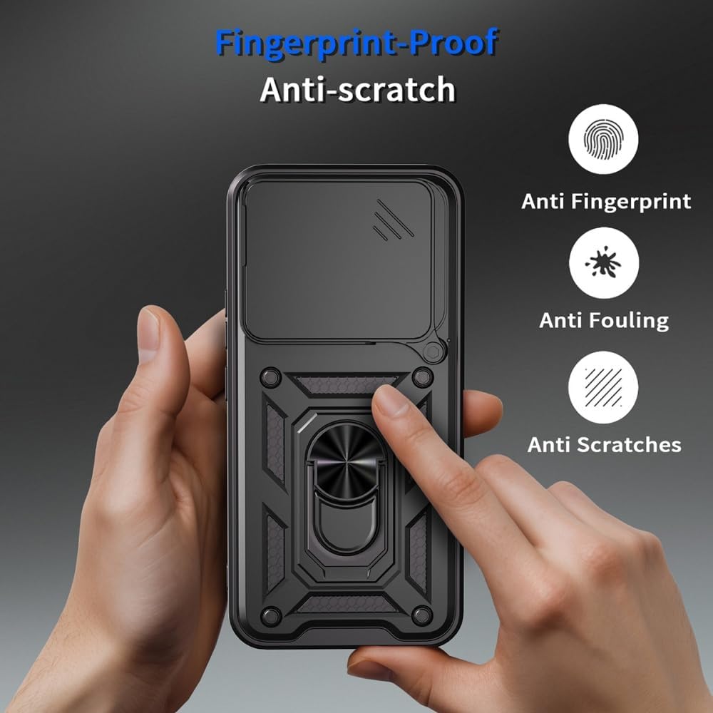 Husa pentru Xiaomi 15T Pro Ring Armor Kickstand Tough Rugged Cover cu protectie camera, negru