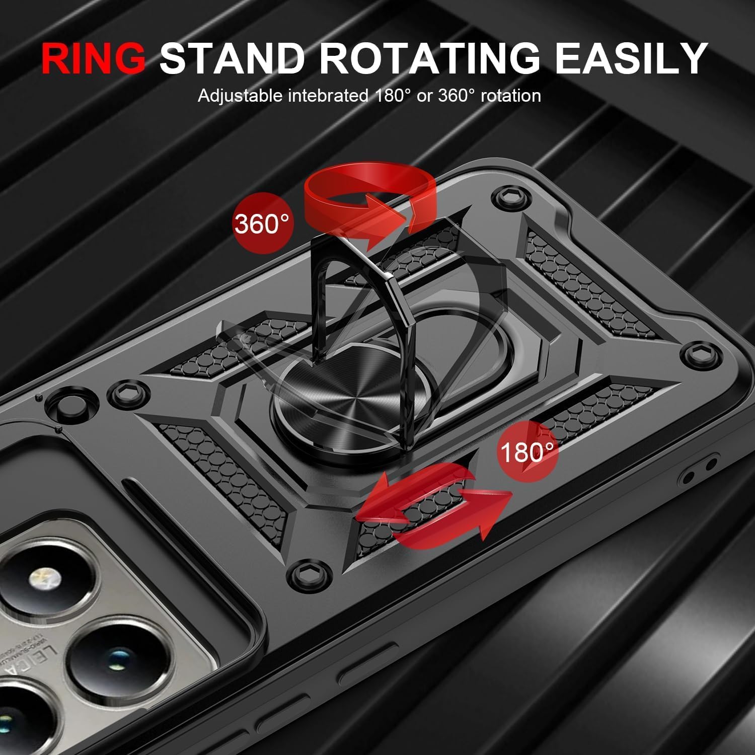 Husa pentru Xiaomi 15T Pro Ring Armor Kickstand Tough Rugged Cover cu protectie camera, negru