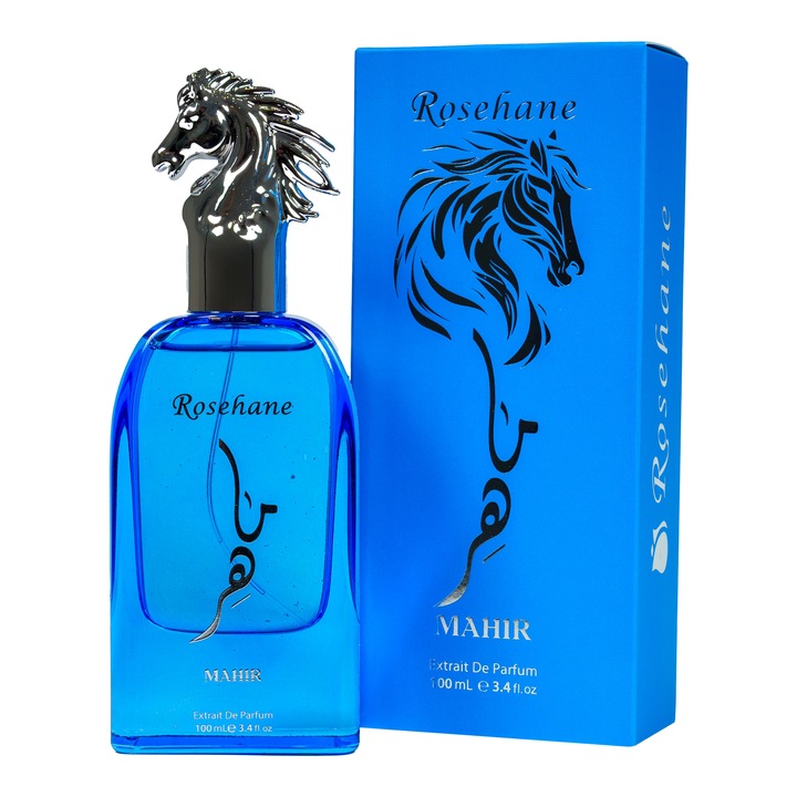 Extract de Parfum, Rosehane Mahir Blue, 100 ml, Barbati, Aromatic-Lemnos, Persistenta Ridicata