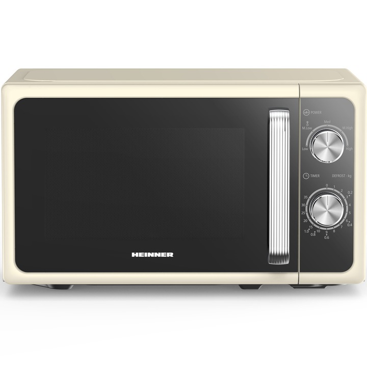 Cuptor cu microunde HEINNER HMW-MD20MRCR, 20L, Control mecanic, 800W, Crem