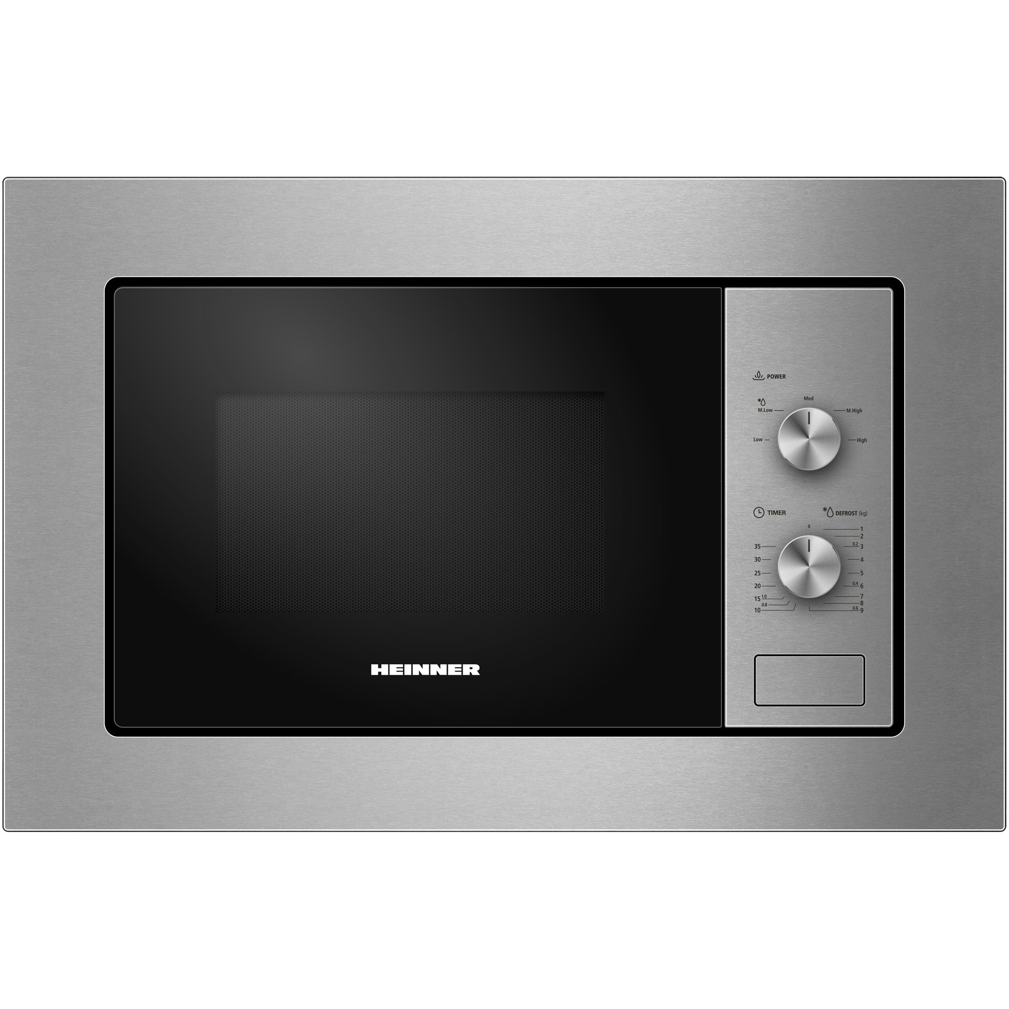 Cuptor cu microunde incorporabil HEINNER HMW-MDBI20MIX, 20L, Control mecanic, Putere cuptor: 800W, Inox/Negru