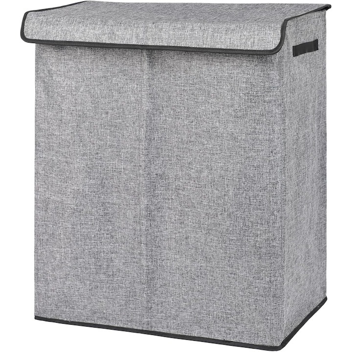 Cos de rufe DOKEHOM, dublu, 150L, 61x36x69cm, pliabil, gri