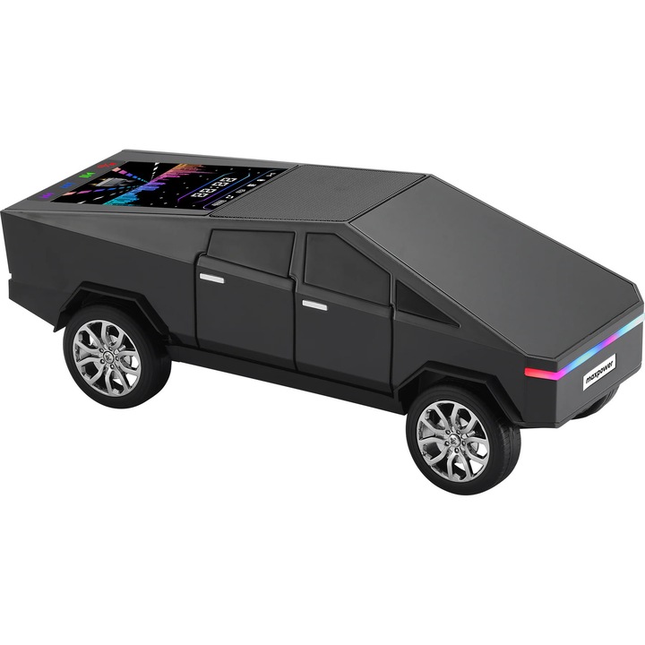 Boxa Bluetooth Portabilă WS-580, Design Tesla Cybertruck, 30cm, RGB, Radio FM
