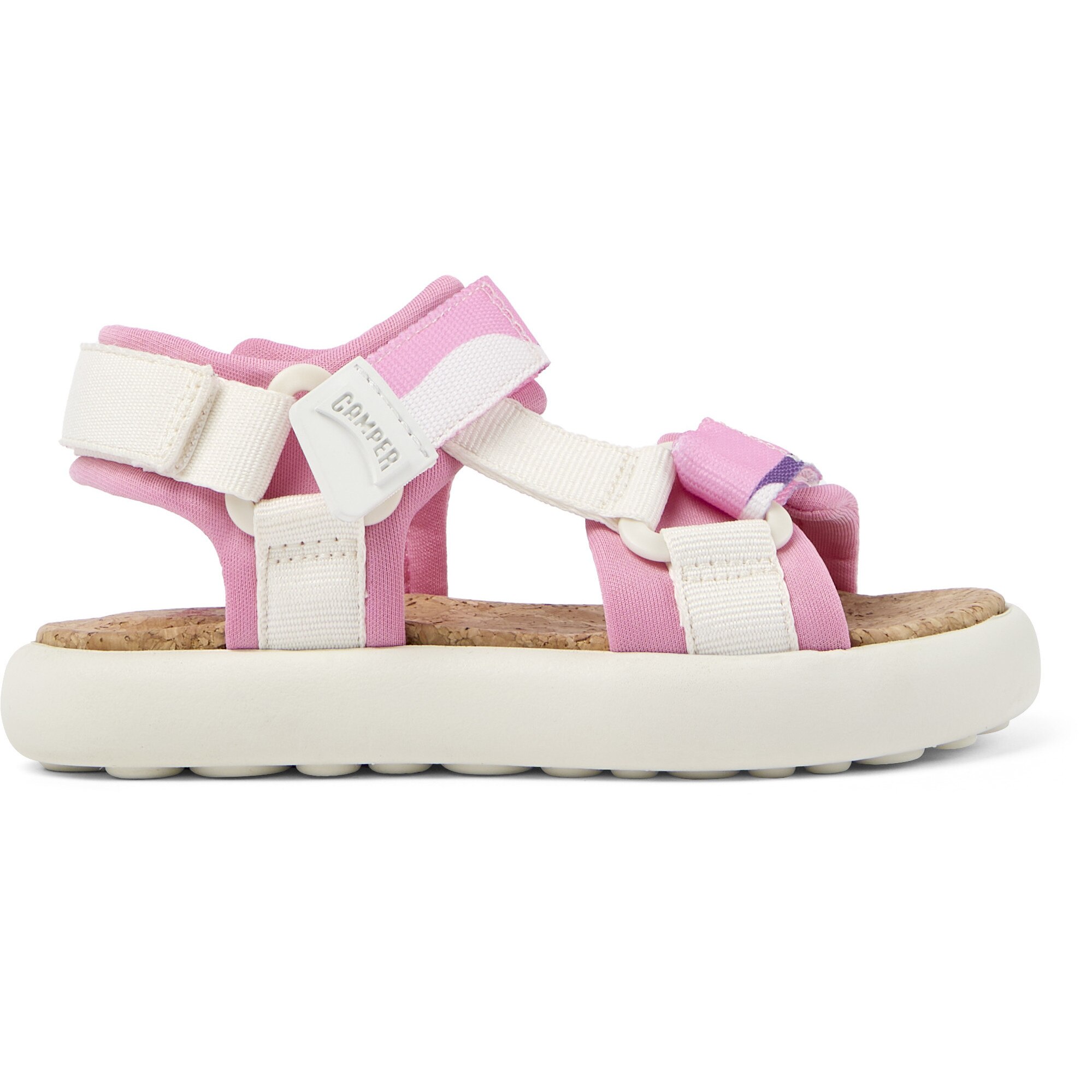 Camper, Sandale uni cu velcro, Alb, Roz, 38 EU
