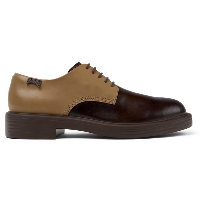 Camper, Pantofi derby de piele Dean, Maro cognac/Maro camel