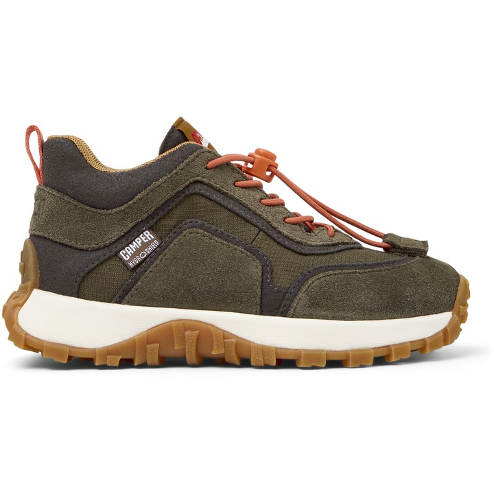 Camper, Pantofi sport mid-cut din piele nabuc cu garnituri din material textil Drift Trail, Galben inchis/Kaki