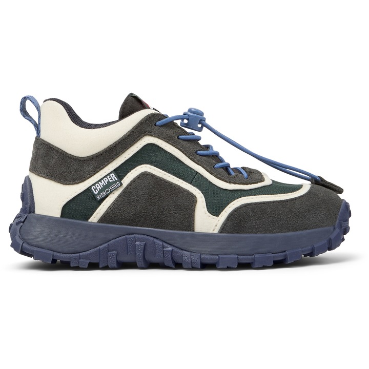 Camper, Pantofi sport mid-cut din piele nabuc cu garnituri din material textil Drift Trail, Alb/Gri inchis