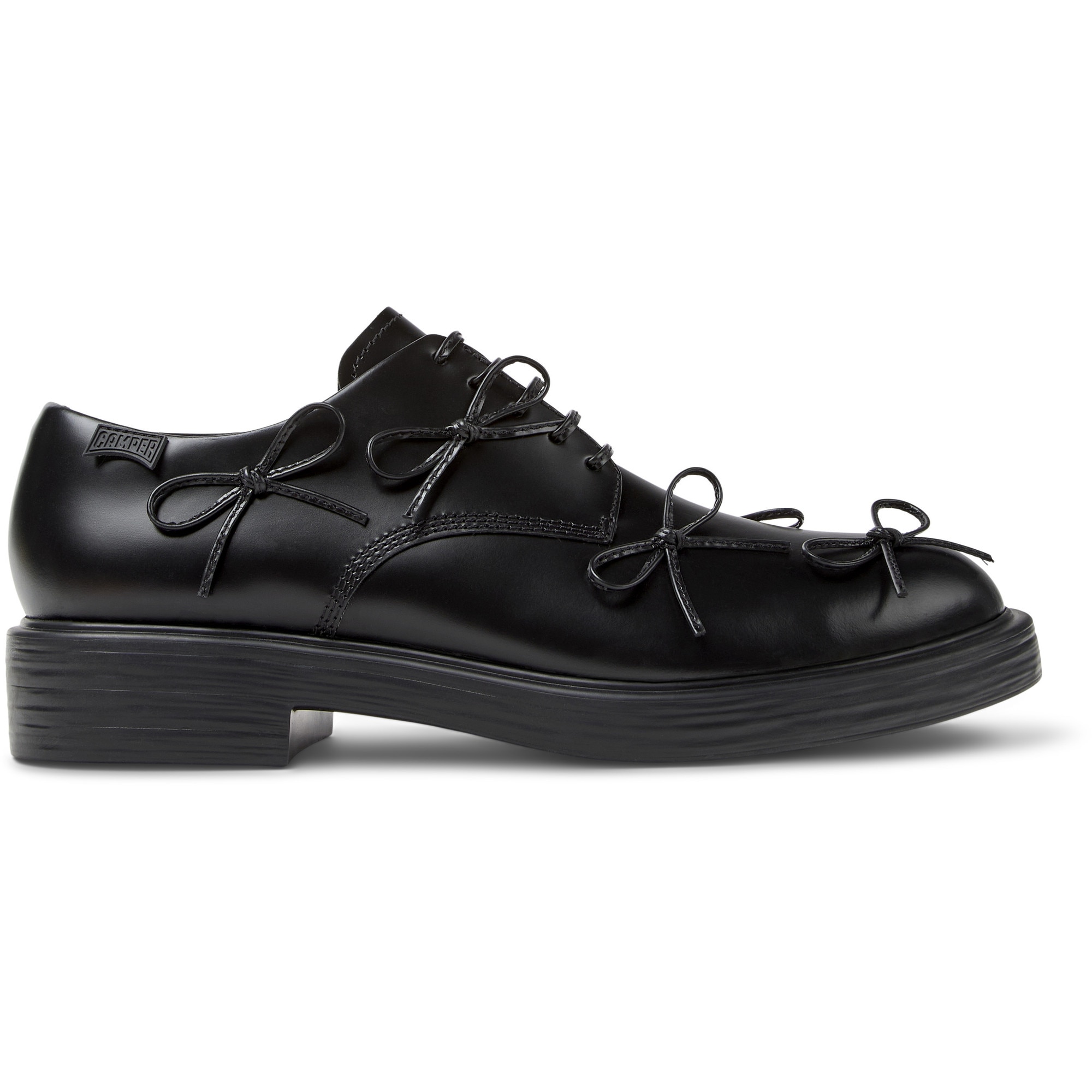 Camper, Pantofi din piele cu aplicatii funda Dean, Negru, 40
