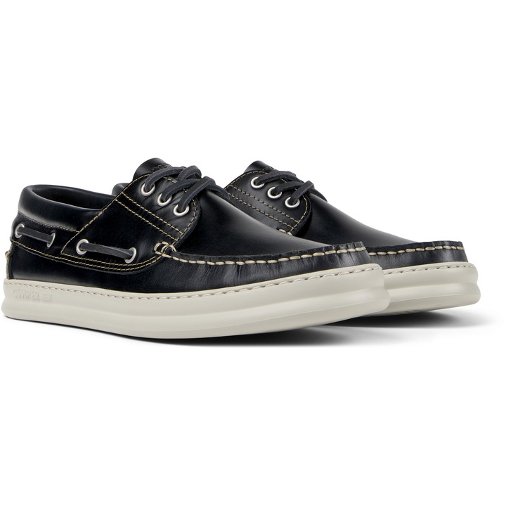 Camper, Pantofi boat de piele Runner Four, Alb murdar, Albastru, 40