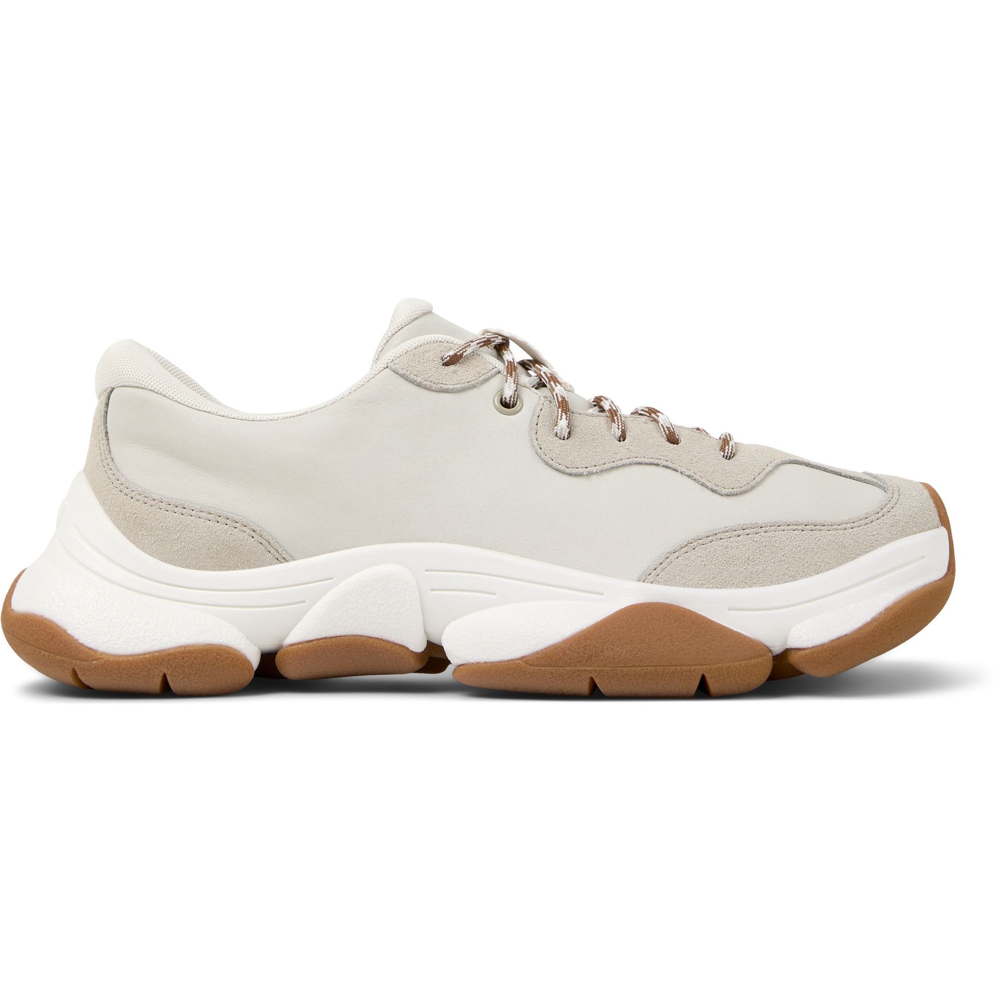 Camper, Pantofi sport uni de piele ecologica, Gri deschis, 45