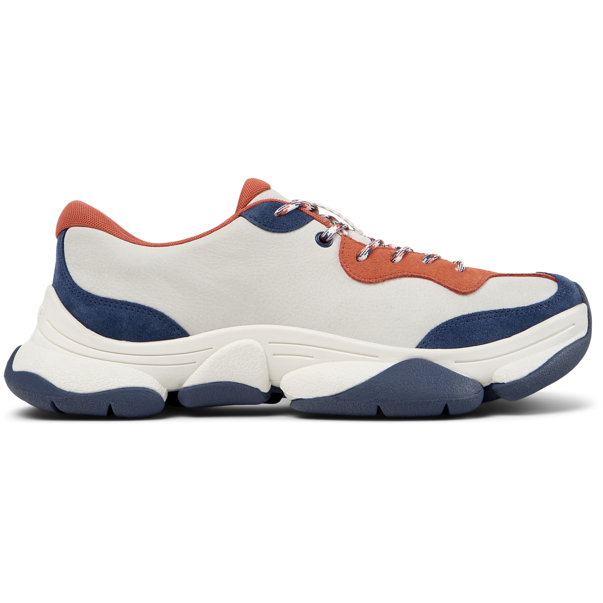 Camper, Pantofi sport uni de piele ecologica, Alb, Albastru, 40