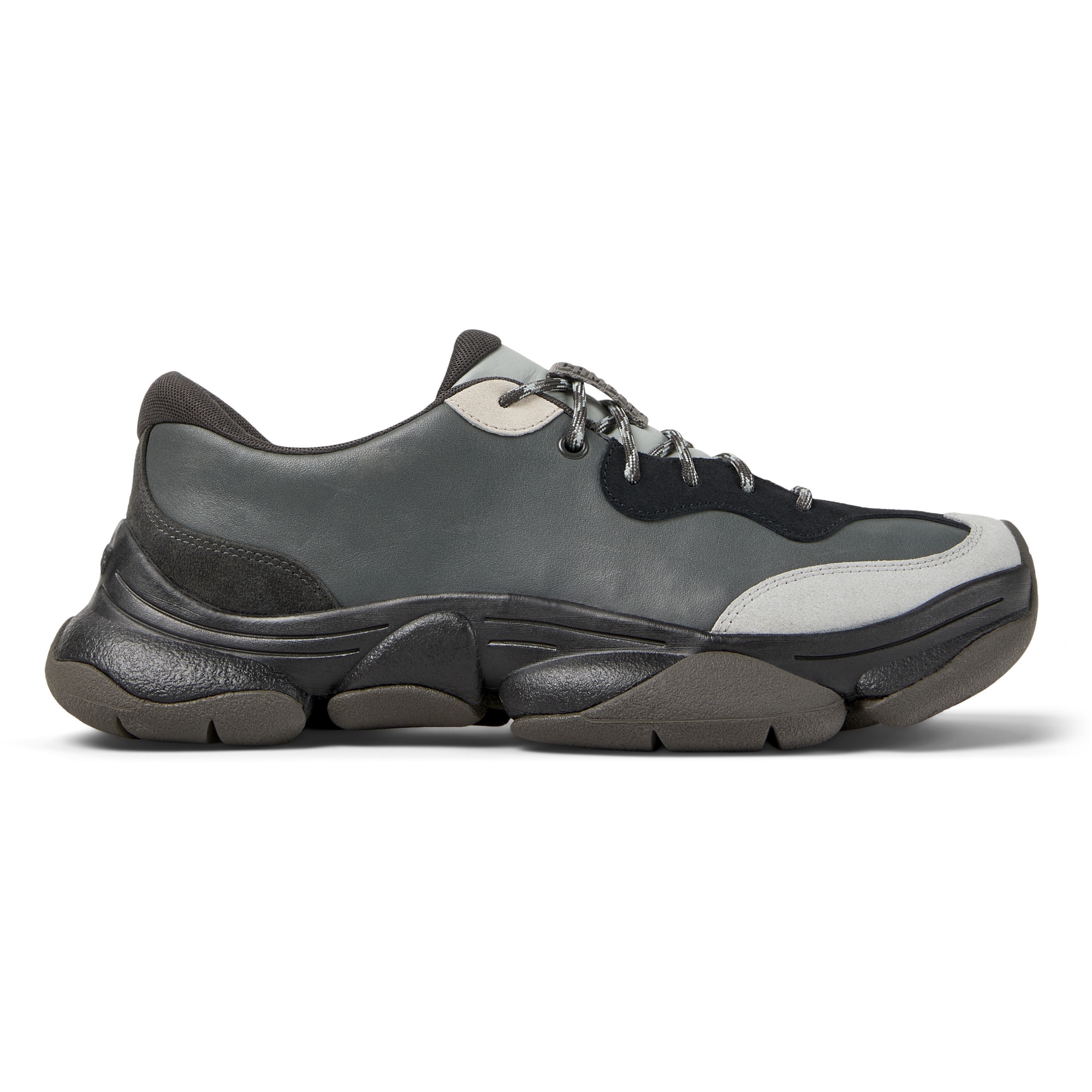 Camper, Pantofi sport uni de piele ecologica, Gri, Gri inchis, 41
