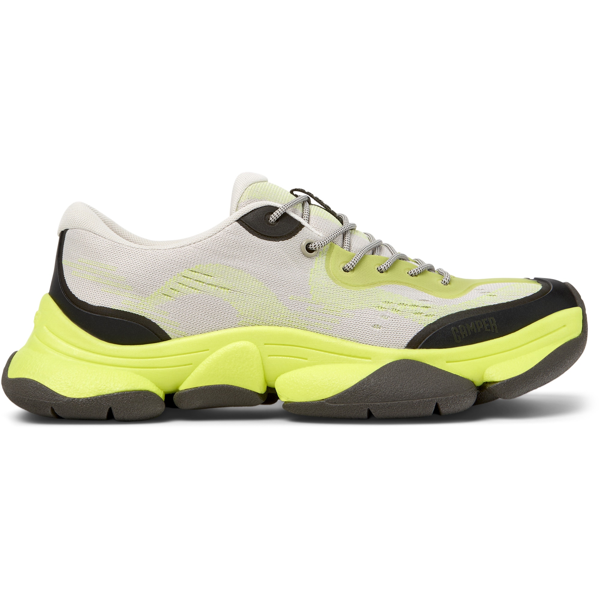 Camper, Pantofi sport low-cut de piele si material textil, Verde lime, Bej deschis, 39