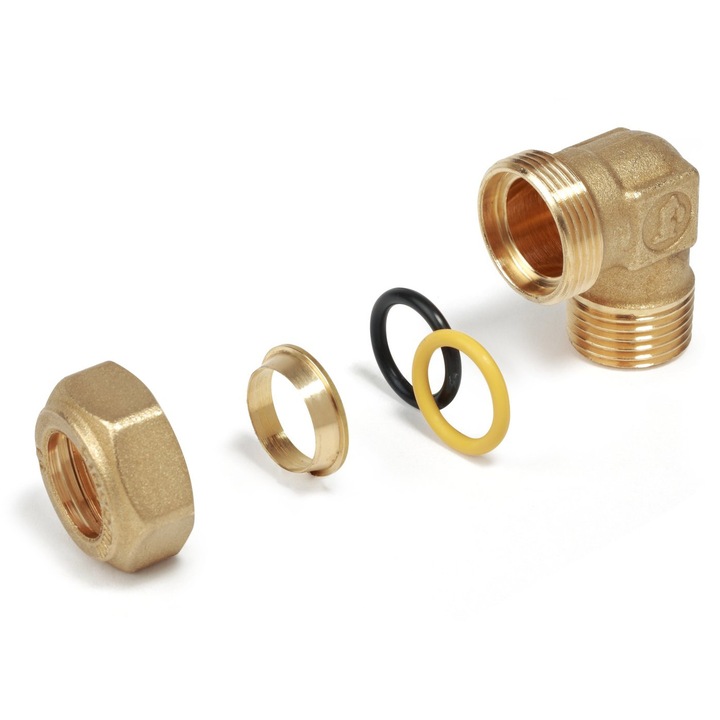 Racord compresie unghiular Giacomini R562Y135, filet exterior 1 1/4" x 35, pentru teava cupru, alama