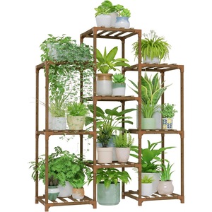 Set suport pentru flori, Excitat, 7 niveluri, lemn natural, interior/exterior