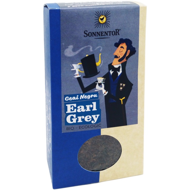 Ceai negru Earl Grey Bio-Ecologic 100% natural fara aditivi, gust corpolent cu note de bergamota, 90g, Sonnentor