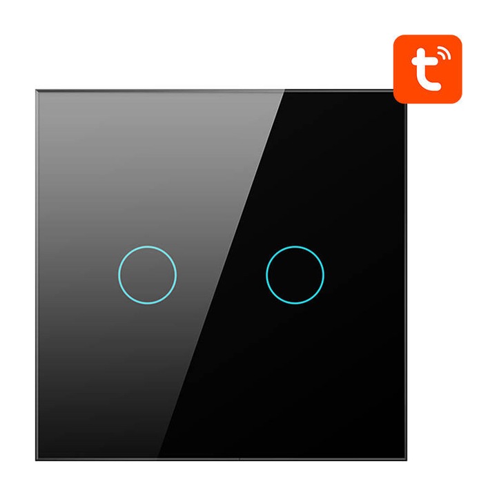 Intelligens kapcsoló Avatto ZTS02-EU-B2, 800W, 10A, 2 csatornás, ZigBee 3.0, Tuya, fekete