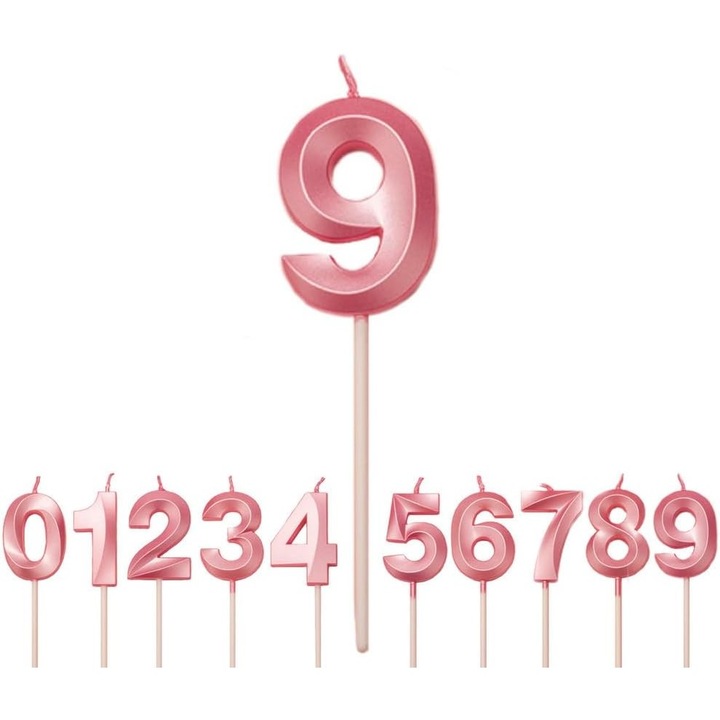 Свещ Цифра 9, От Fitilomania, Модел Диамант, 5 x 3.4 см, Розова