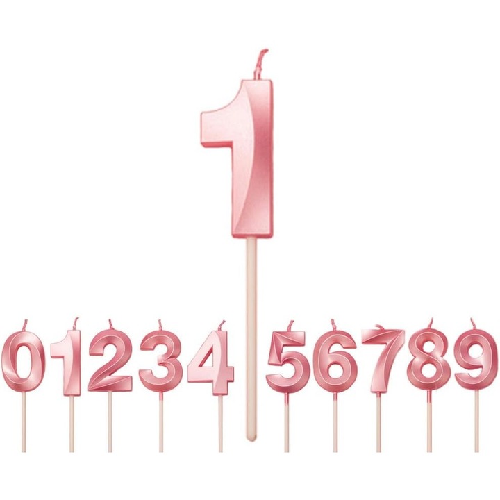 Свещ Цифра 1, От Fitilomania, Модел Diamond, 5 x 3.4 см, Розова