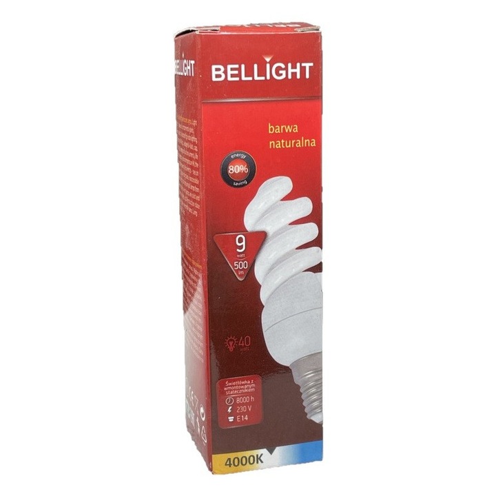 Енергоспестяващи крушки BELLIGHT CLF T2 спирала 9W E14 4000K, 55LM/W, живот 8000 часа