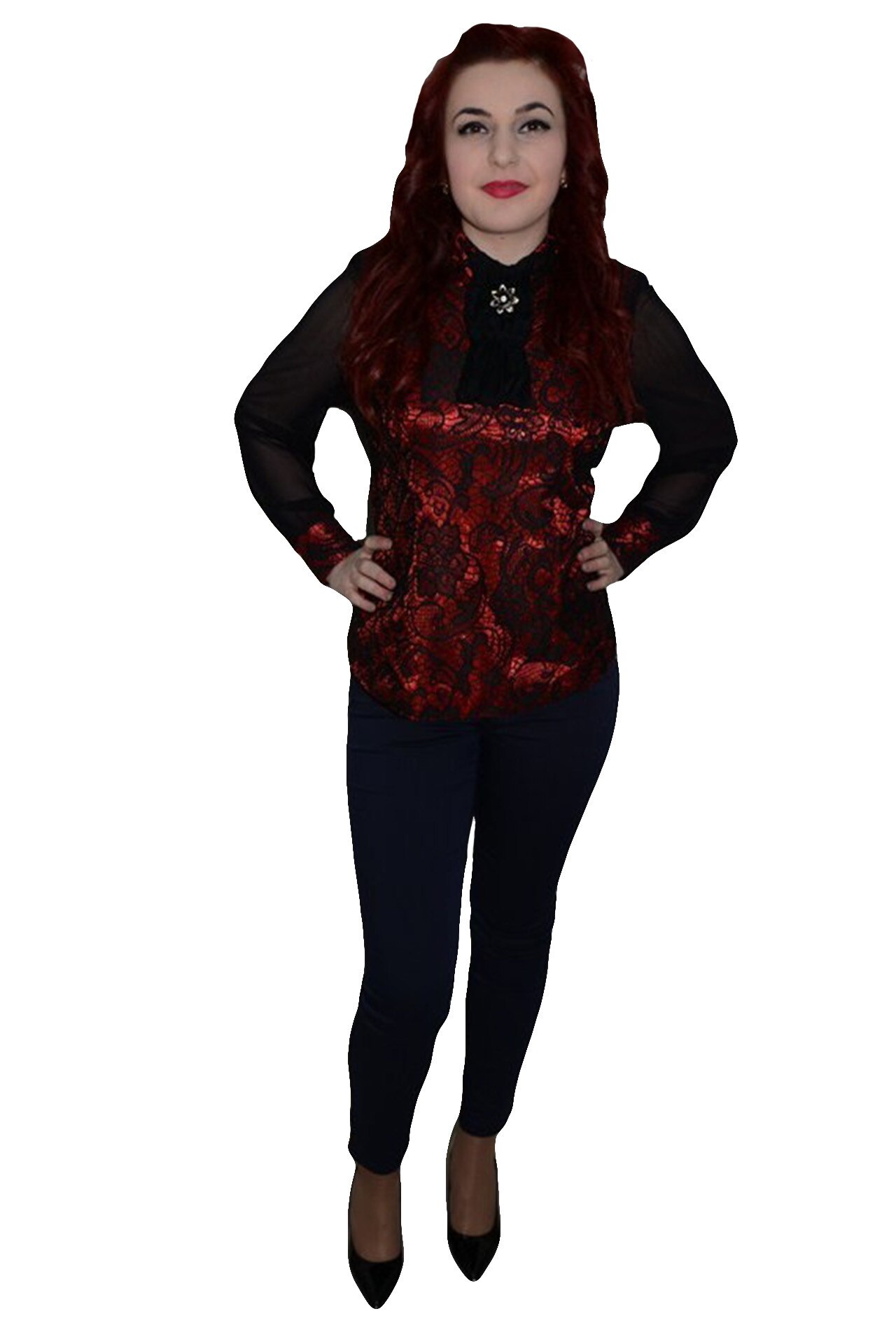 Pantaloni deosebiti, detalii argintii , D&J Exclusive, Albastru marin