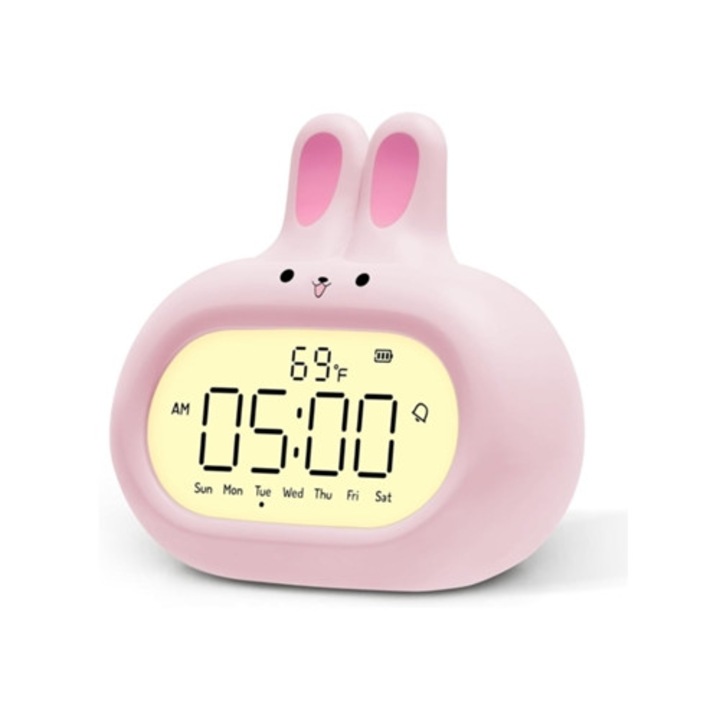 Dekoratív ébresztőóra, nyuszi design, hét napja kijelzés, ismétlés funkció