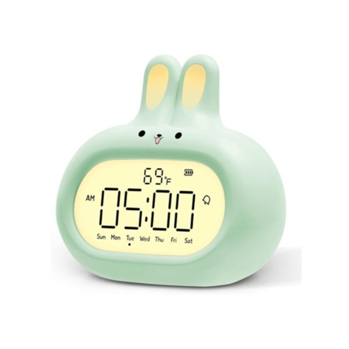 Nyuszi alakú digitális dekoratív óra, a hét napjának kijelzése, ismétlési funkció, Mdug