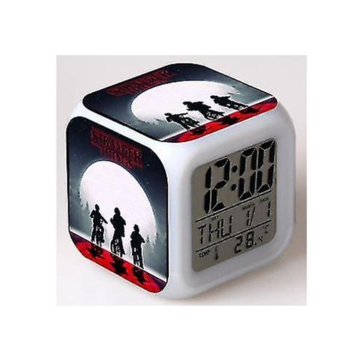 Többfunkciós színes LED ébresztőóra Stranger Things