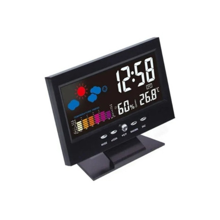 LED digitális ébresztőóra szundi funkcióval, hőmérővel, 30x10cm